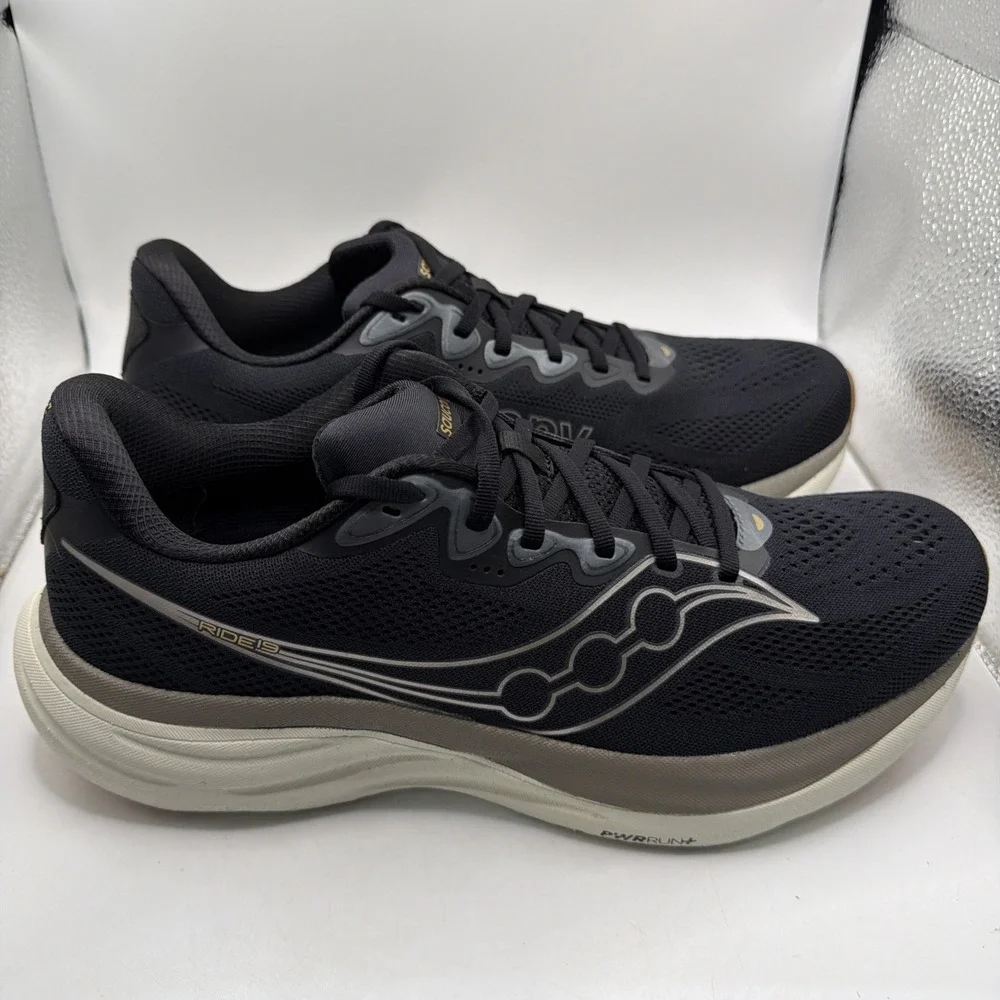 Saucony Men's Athleisure Ride 19 Running Shoe Black/Pewter Size 12. New